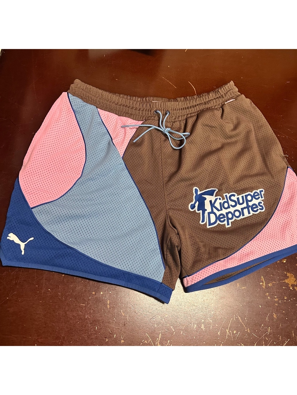 Puma Kidsuper Studios Shorts Men's XLarge Brown Pink Blue Zip Pocket 627858-01
